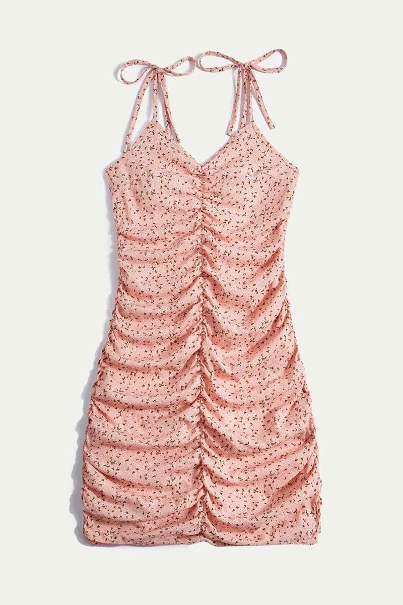Vestido floral ruched