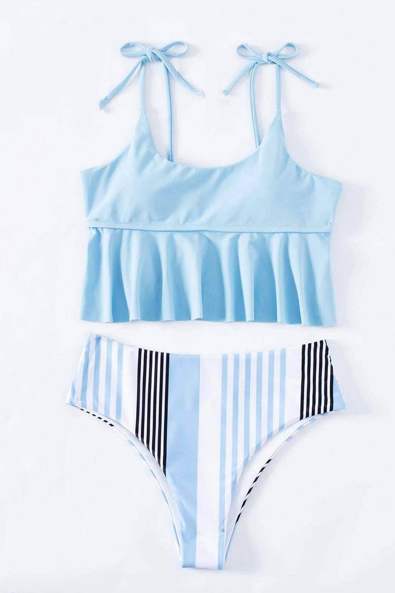 Bikini striped ruffle