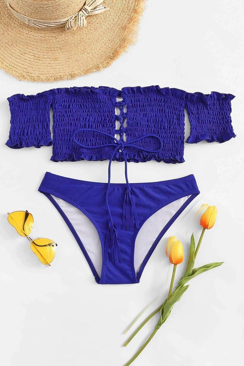 Bikini ruched off shoulder
