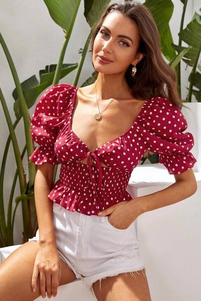 Blusa sweetheart polka dot