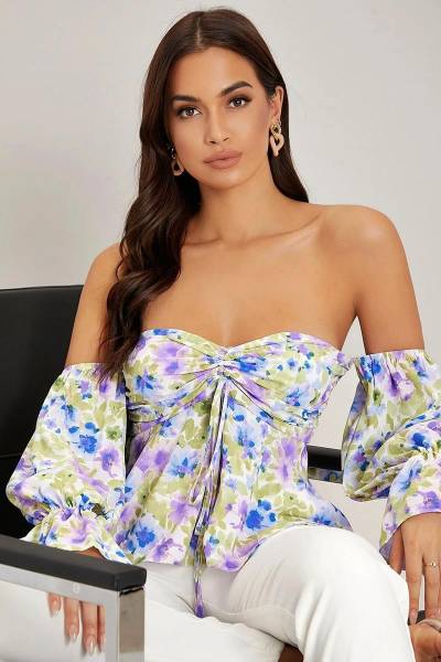 Blusa floral off shoulder