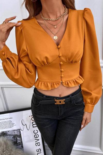 Blusa puff sleeve peplum