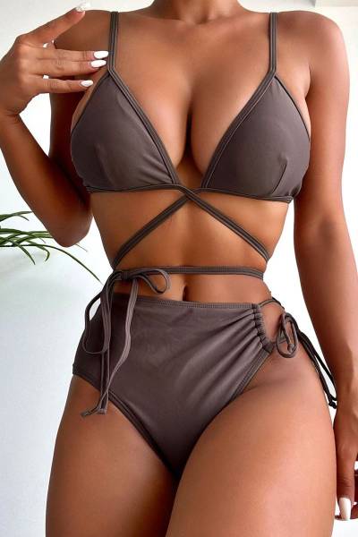 Bikini crisscross haigh waist