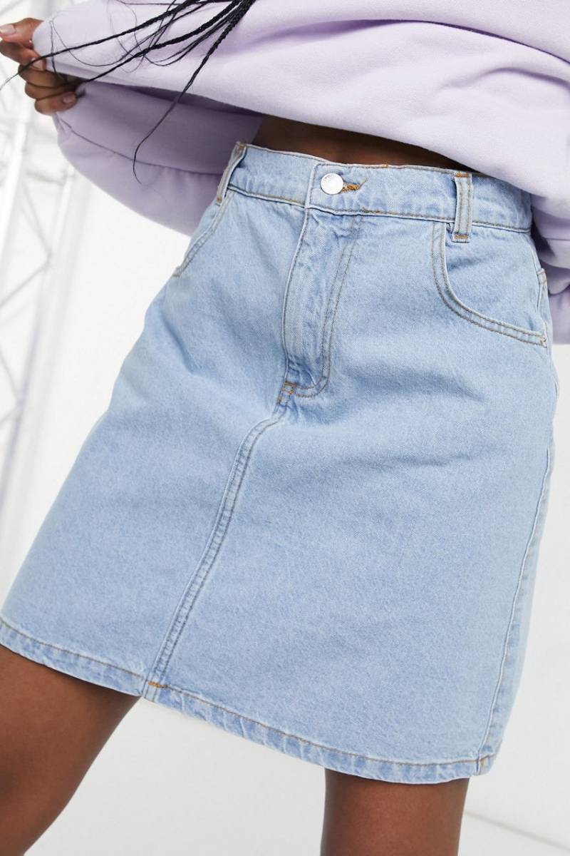 Falda light wash denim