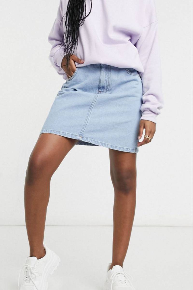 Falda light wash denim