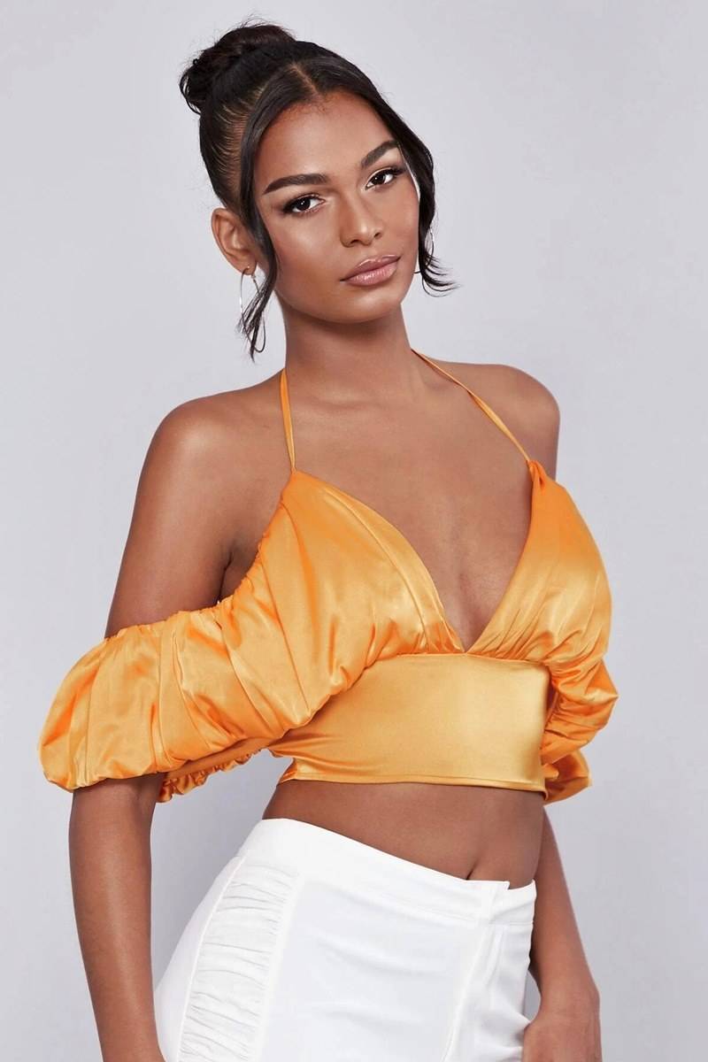 Blusa puff sleeve backless