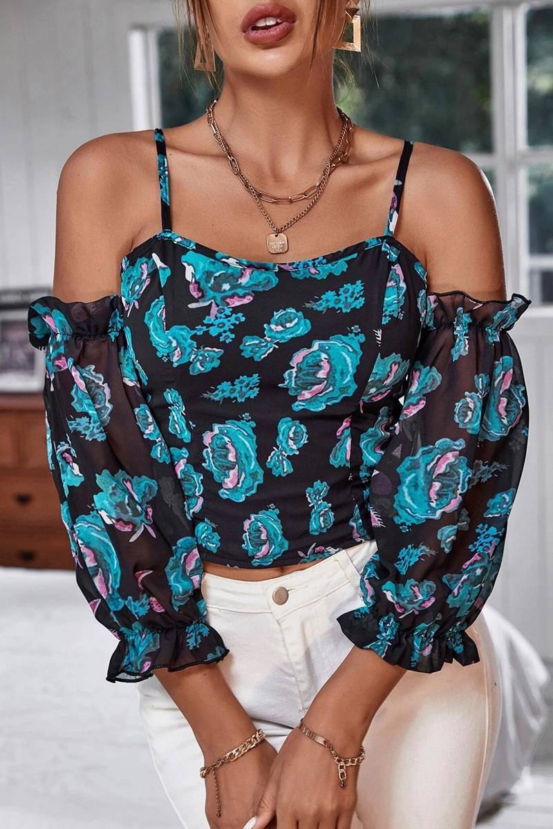 Blusa cold shoulder floral