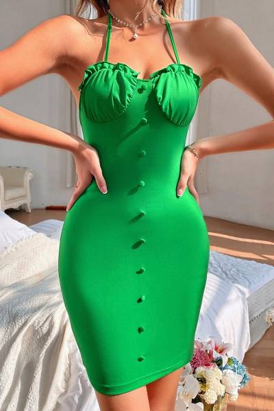 Vestidos frill trim backless