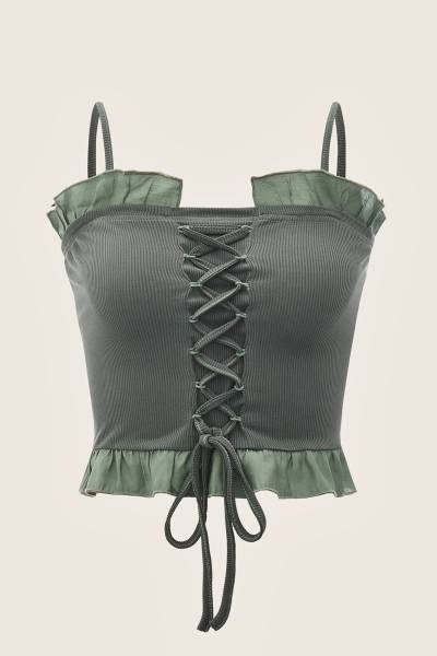 Blusa lace up ruffle