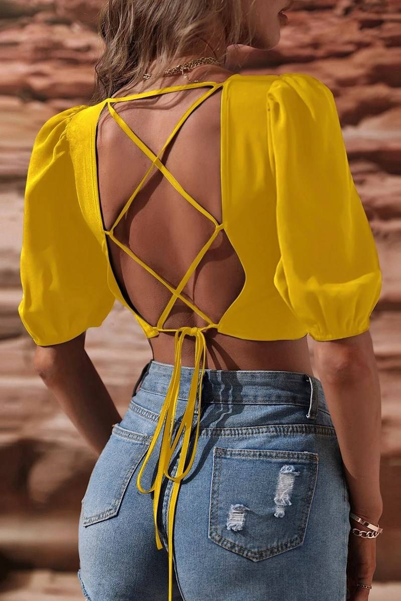 Blusa lace up backless