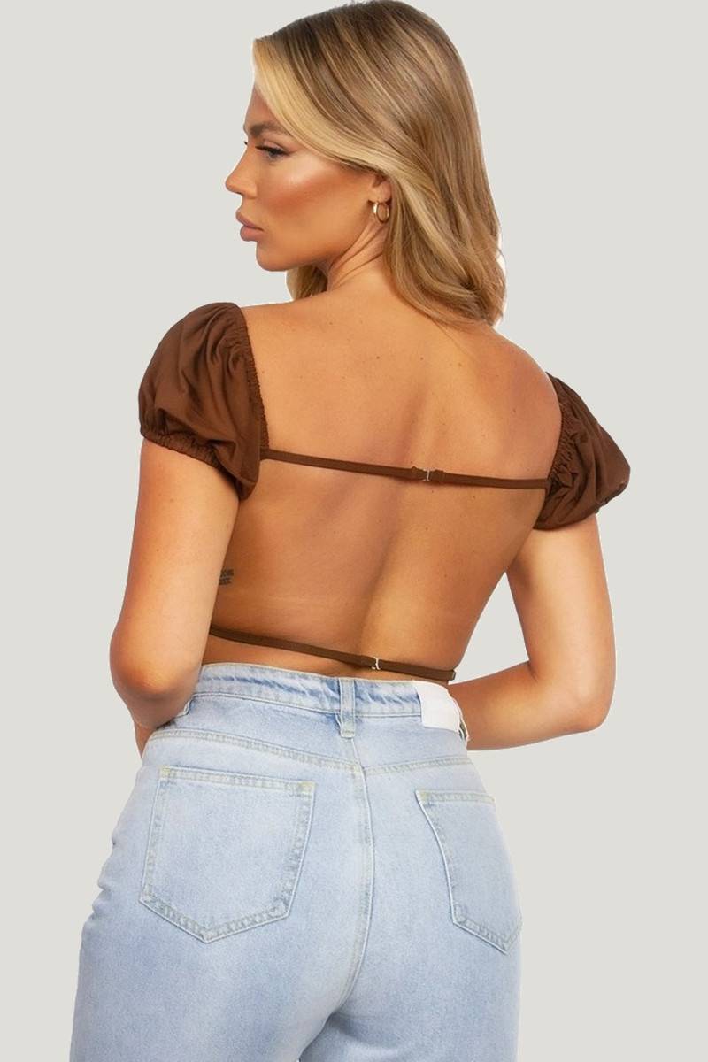 Blusa ruched puff sleeve