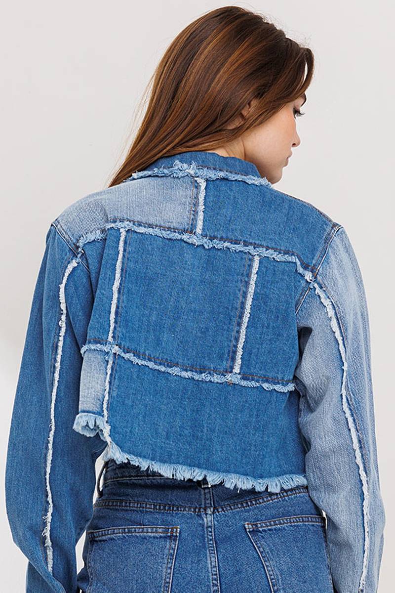 Chaqueta denim block distressed
