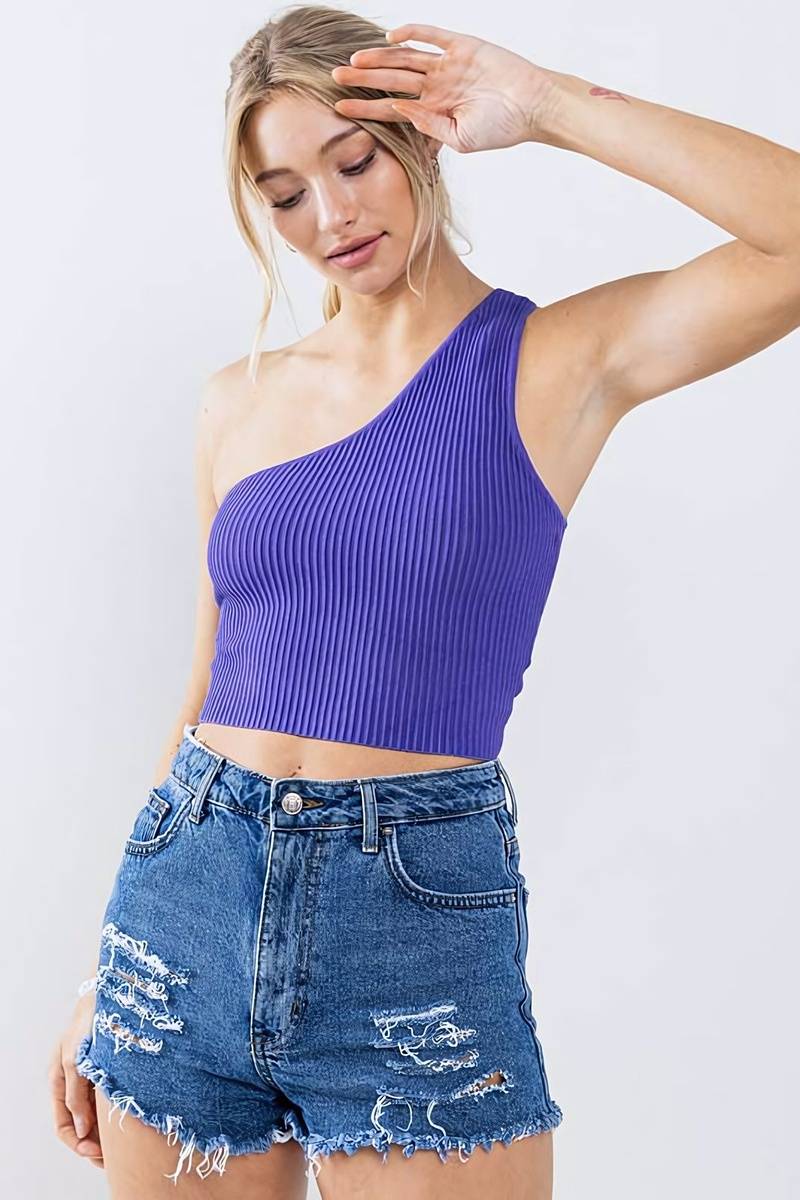 Blusa rib one shoulder