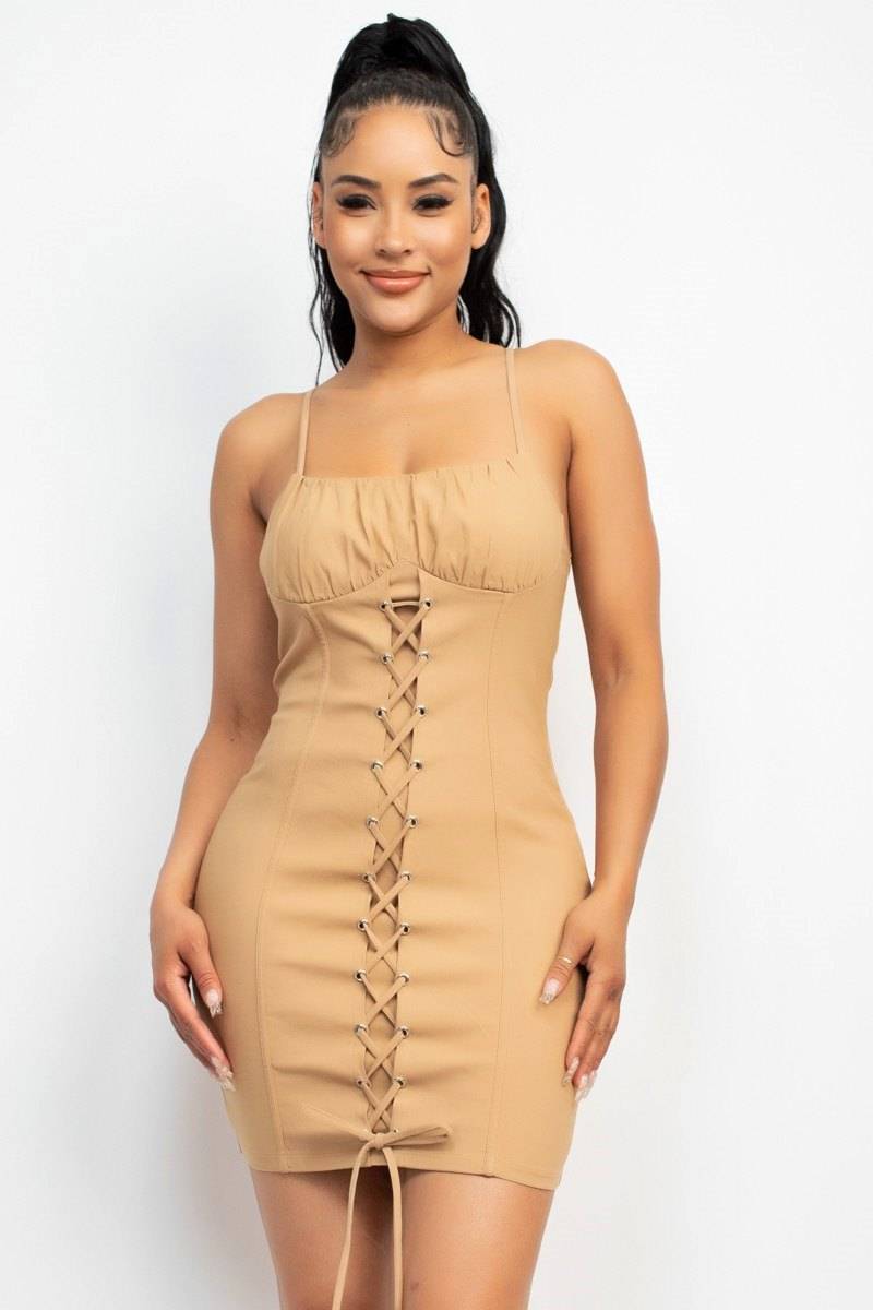 Vestido lace up bodycon